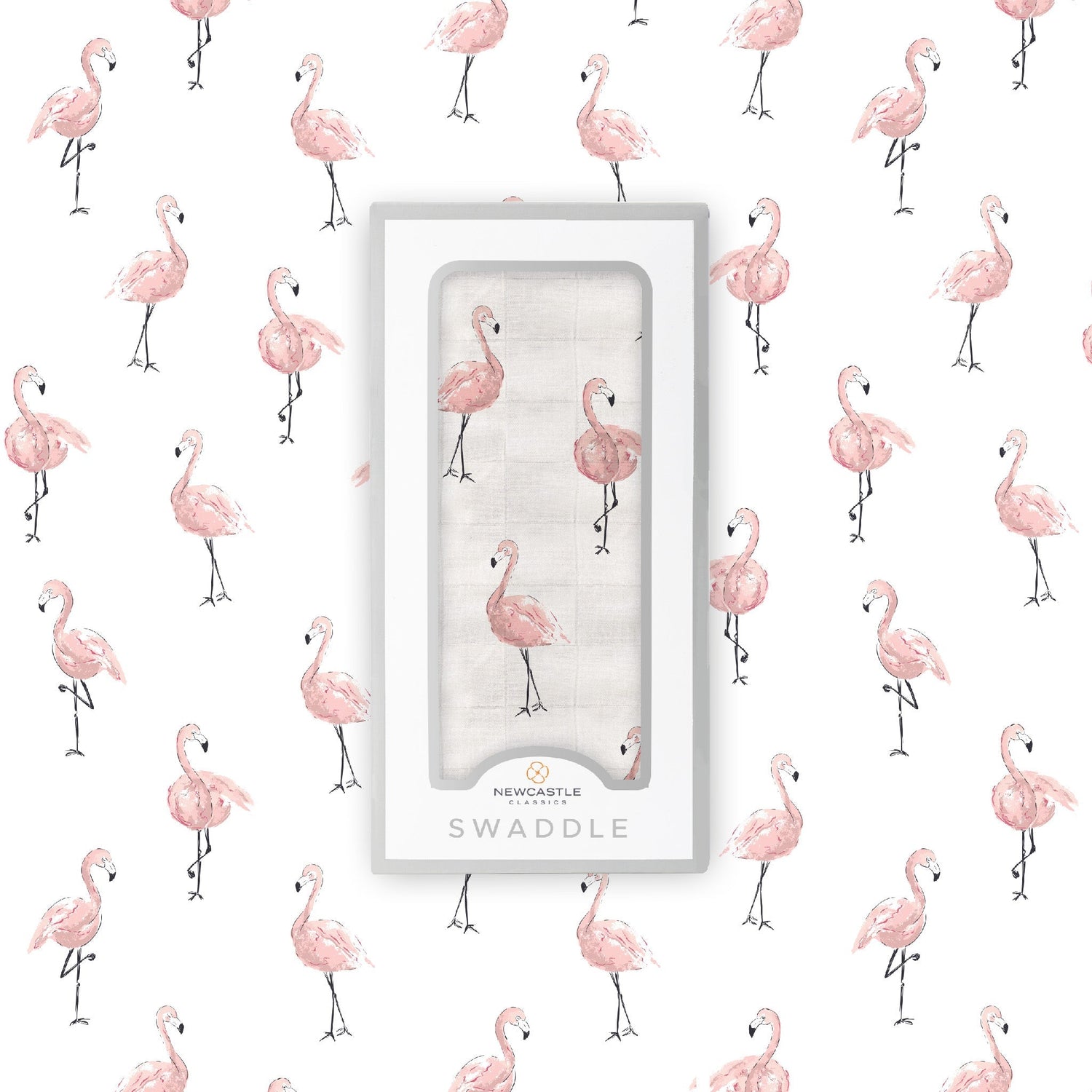 Bamboo Muslin Swaddle Blanket - Dancing Flamingo
