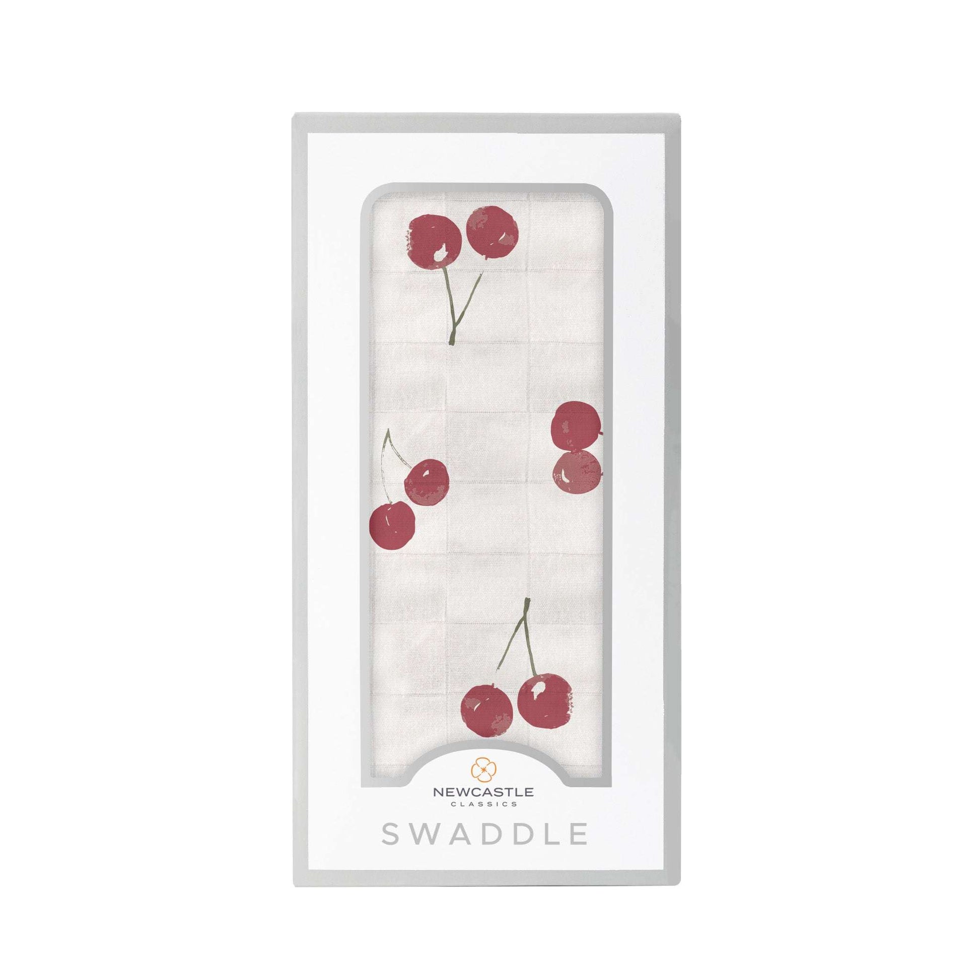 Sweetheart Cherry Bamboo Swaddle Soft Breathable Muslin Baby Blanket Newcastle Classics