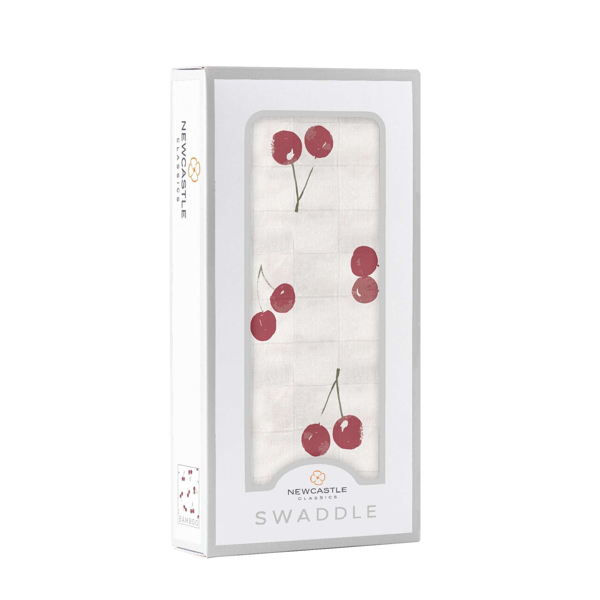 Sweetheart Cherry Bamboo Swaddle Soft Breathable Muslin Baby Blanket Newcastle Classics