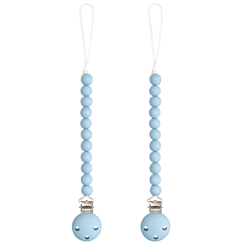 Comfy Cubs Sky Blue Pacifier Clips 2 Pack for Newborns Silicone - Everetts Place Boutique - 