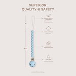 Comfy Cubs Sky Blue Pacifier Clips 2 Pack for Newborns Silicone - Everetts Place Boutique - 