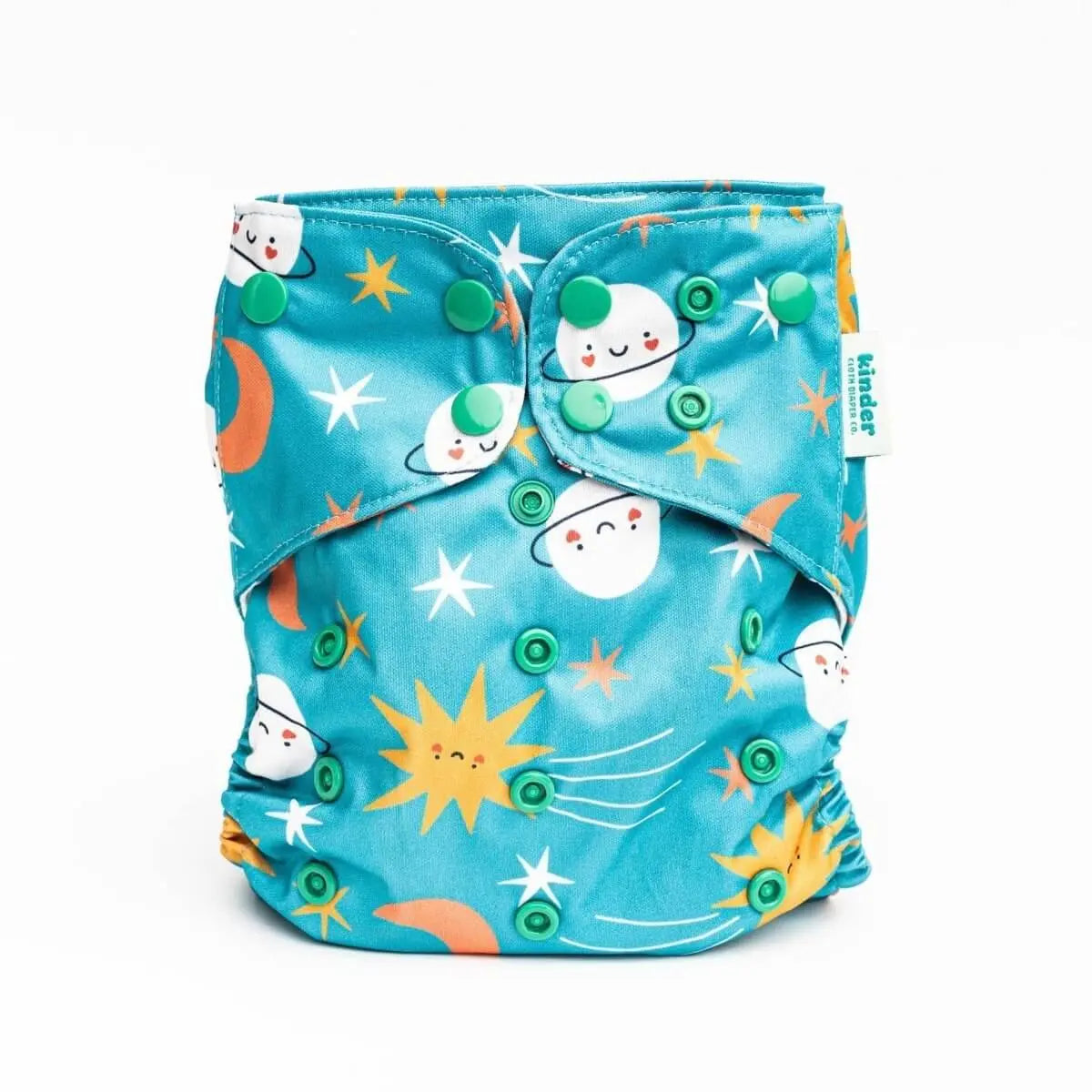 Kinder Cloth Diaper Co. Space and Sky: Essentials Pocket Cloth Diaper with Athletic Wicking Jersey, Grows with your Baby