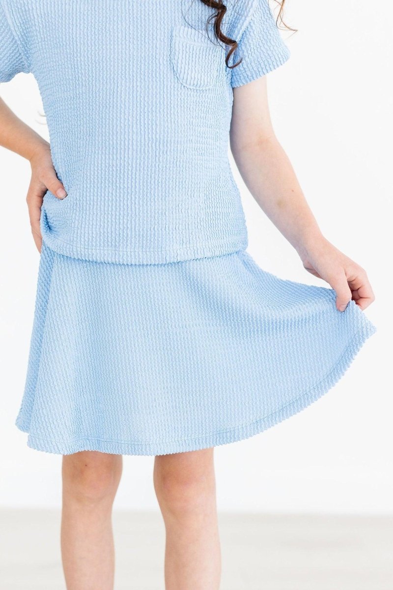 Mila & Rose ® Sky Blue Scrunchy Twirl Skort With Attached Shorts For Kids - Everetts Place Boutique - 