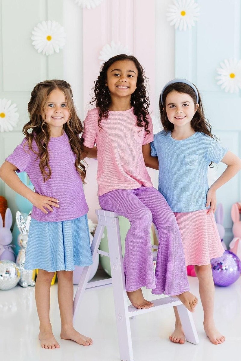 Mila & Rose ® Sky Blue Scrunchy Twirl Skort With Attached Shorts For Kids - Everetts Place Boutique - 