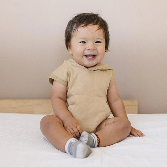 Little Joy Co. Sleeveless Hoodie Romper With Snaps Kangaroo Pocket - Apparel & Accessories > Clothing > Baby & Toddler Clothing > Baby & Toddler Outfits
