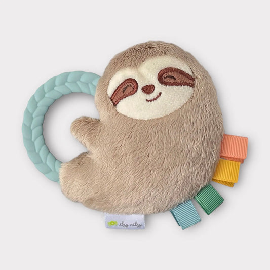 Sloth Rattle and Teether Plush Toy for Babies with Colorful Textured Ribbons and Gentle Rattle Sound Kolorful Everetts Place: Online Boutique