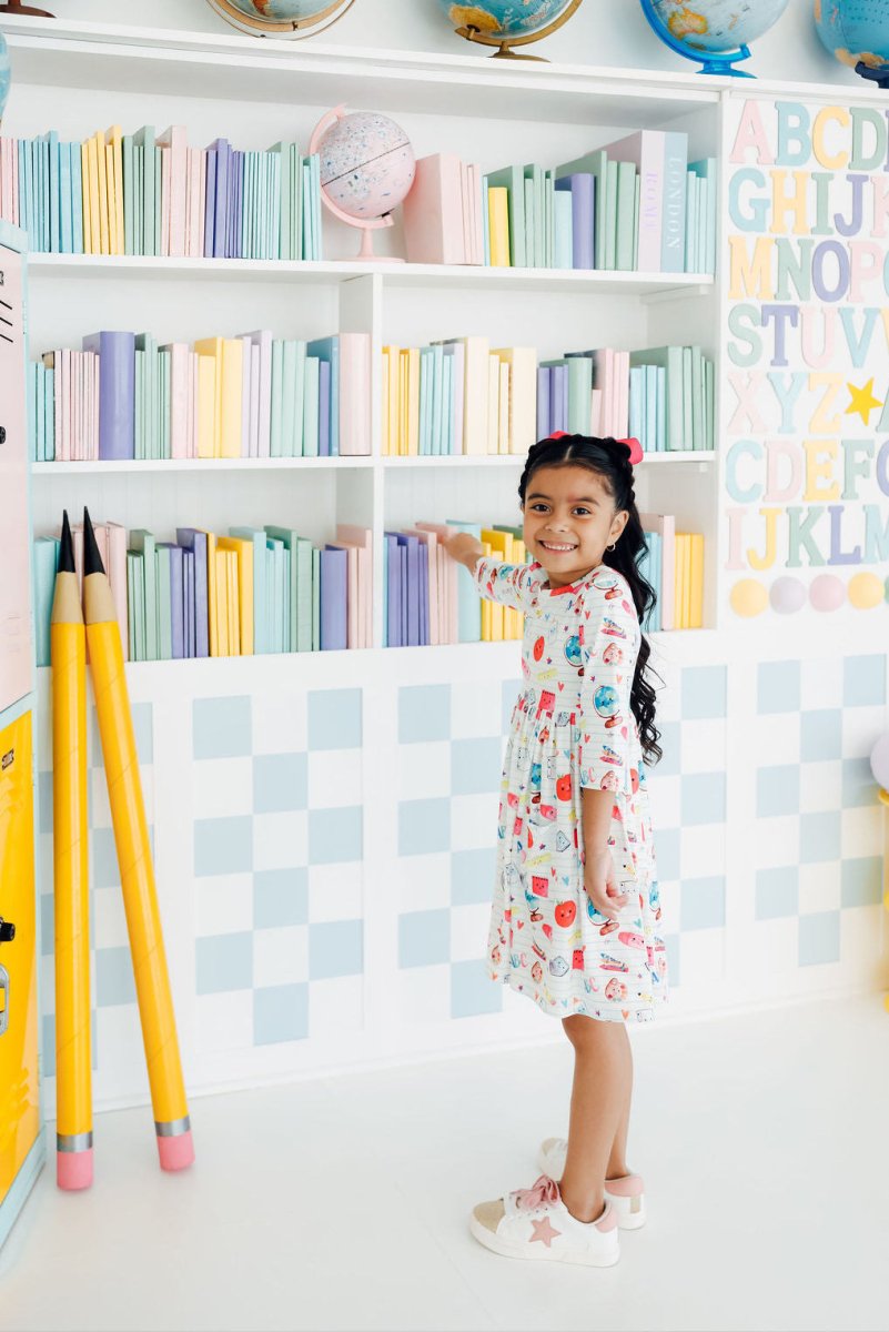 Mila & Rose ® Smarty Pants Three Quarter Sleeve Pocket Twirl Dress - Everetts Place Boutique - 