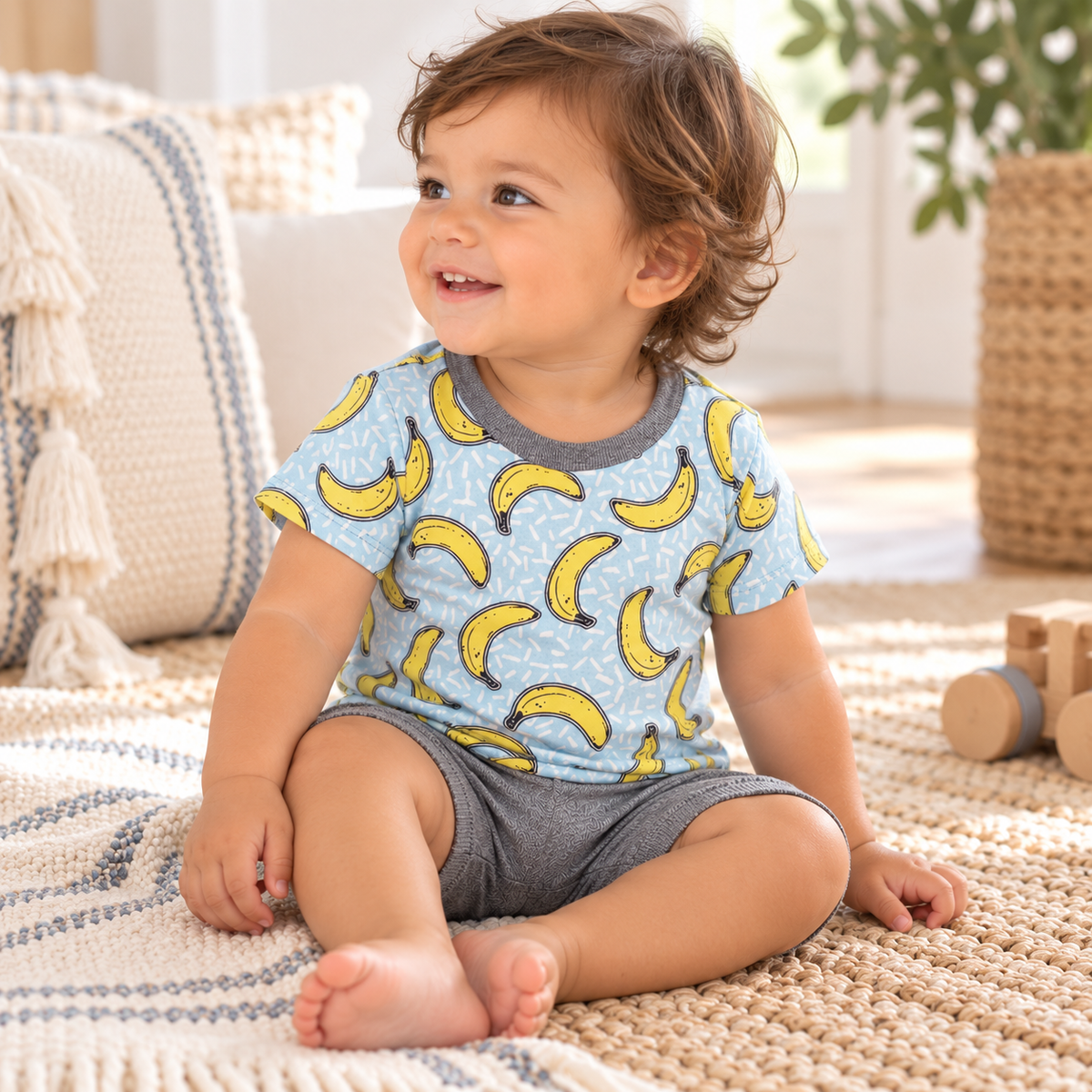 Bamboo T-Shirt & Cotton Shorts Set - Banana Split