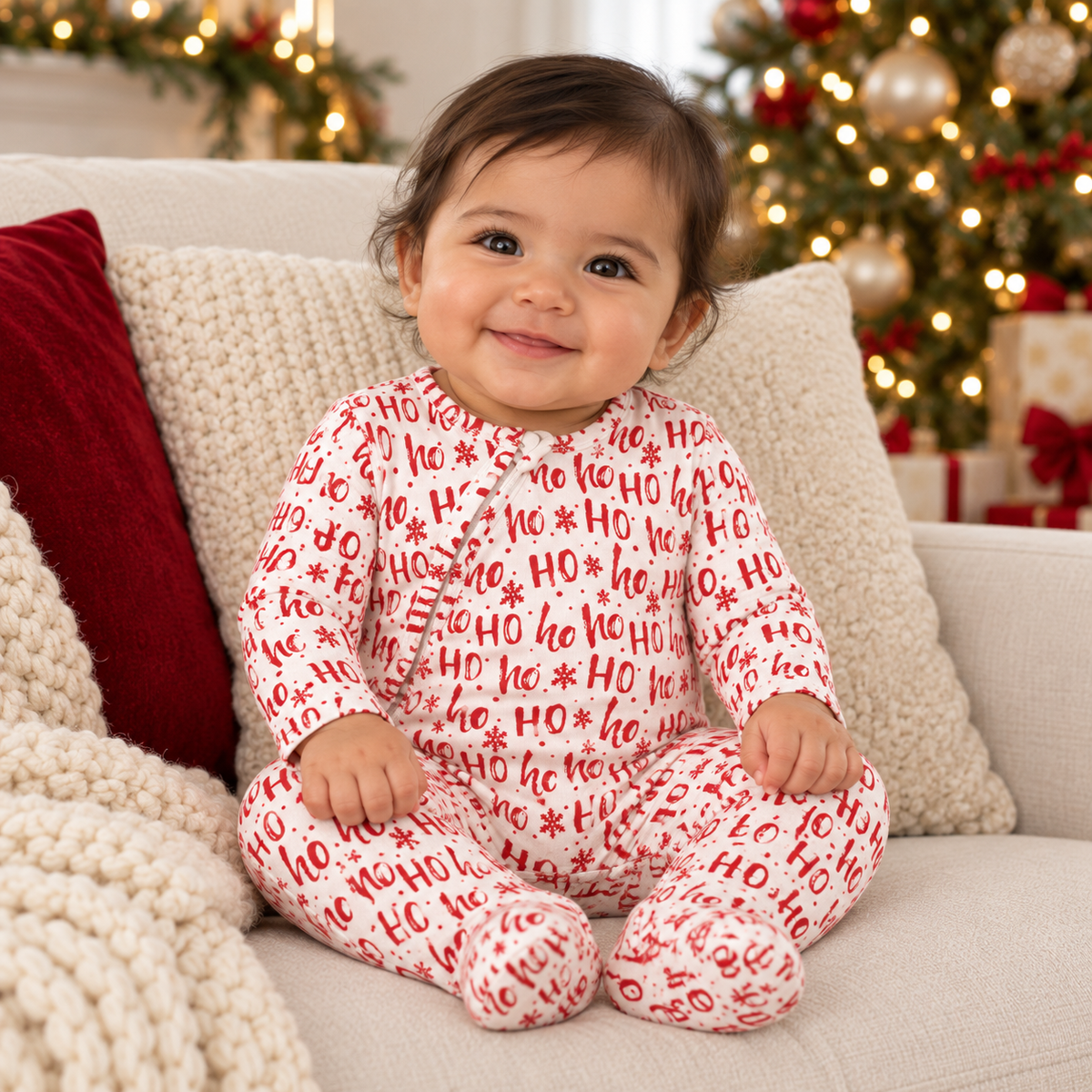 Bamboo Footie Pajamas - Christmas Ho-Ho-Ho by Tesa Babe
