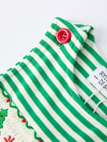 Rylee Faith Designs Smocked Christmas Tree Green Stripe Baby Boy Romper - Everetts Place Boutique - 