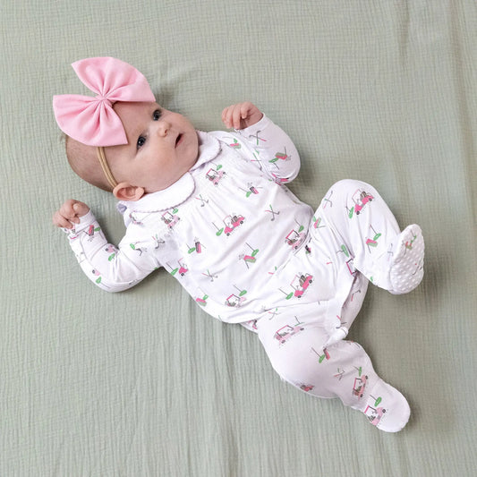 Angel Dear Smocked Peter Pan Collar Footie Baby Onesie Snap Closure - Apparel & Accessories > Clothing > Baby & Toddler Clothing > Baby & Toddler Sleepwear 583