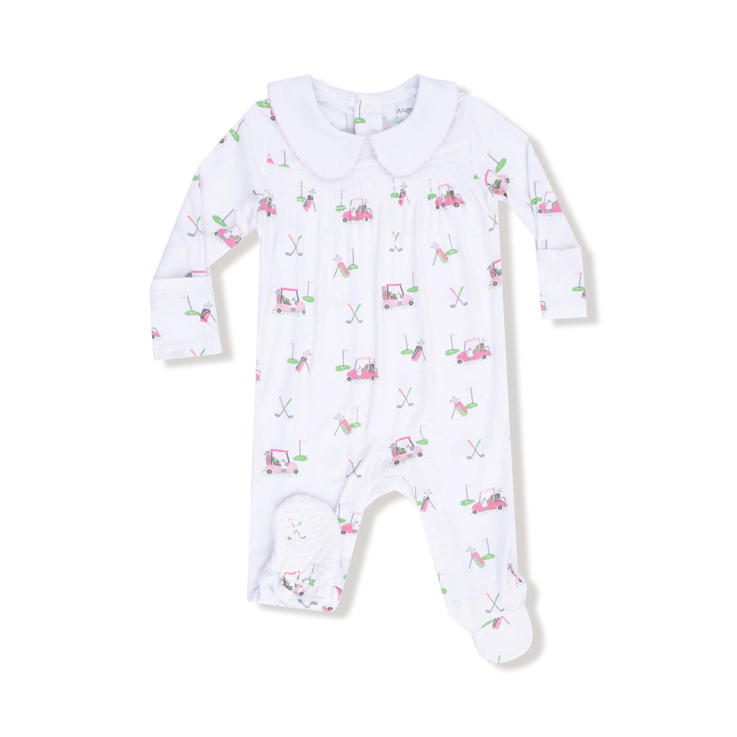 Angel Dear Smocked Peter Pan Collar Footie Baby Onesie Snap Closure - Apparel & Accessories > Clothing > Baby & Toddler Clothing > Baby & Toddler Sleepwear 583