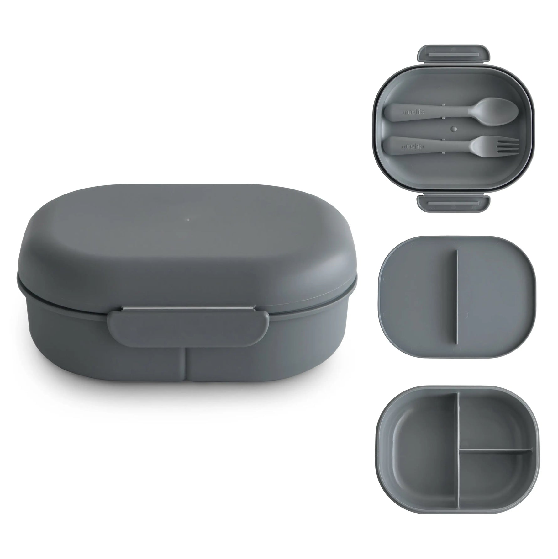 Mushie BPA Free Plastic Lunchbox with Built In Compartments and Locking Utensils - Home & Garden > Kitchen & Dining > Food & Beverage Carriers > Lunch Boxes & Totes Lunchbox