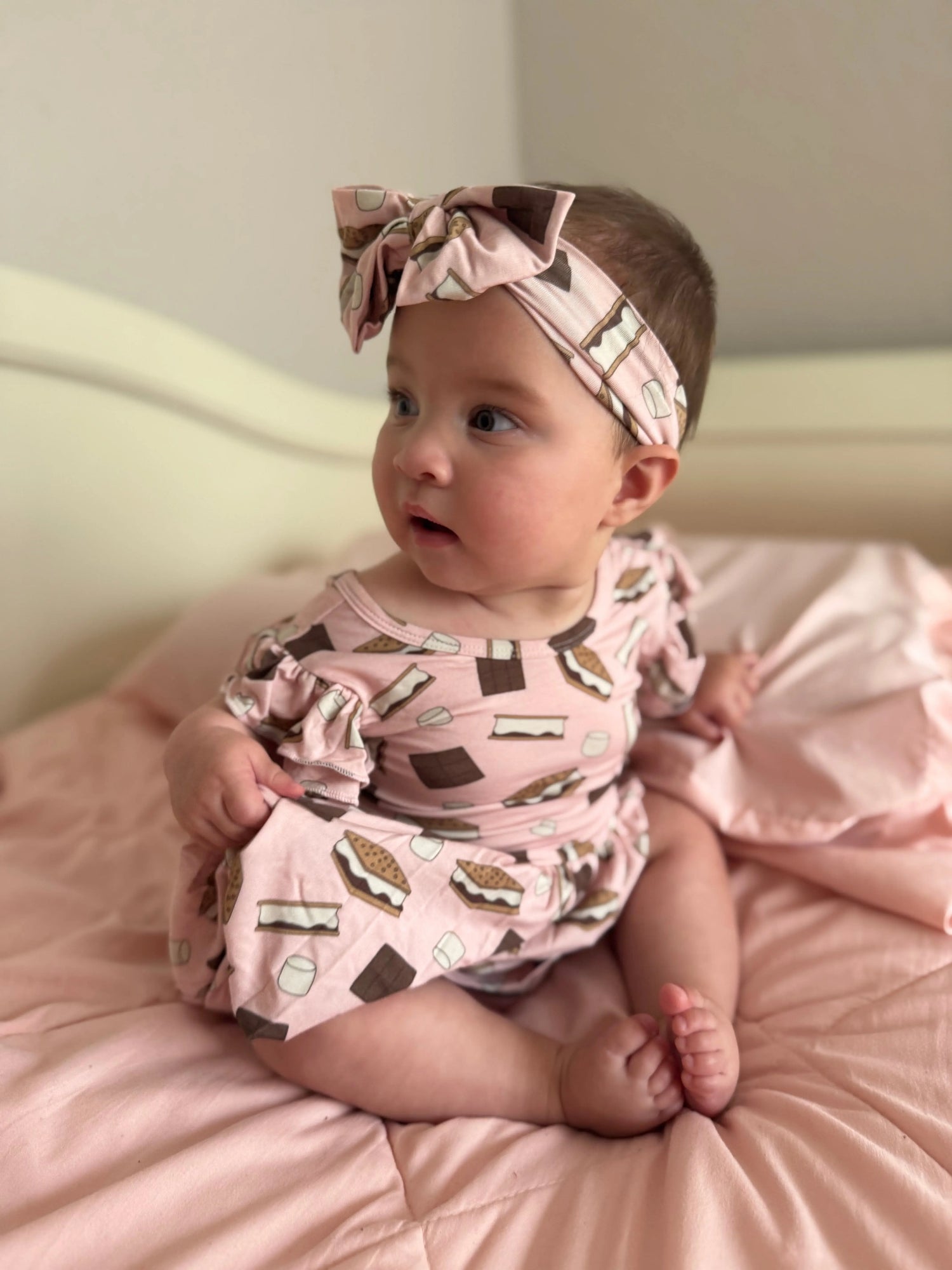 Dreamlet Smores To Love Bodysuit Dress With Twirl Skirt Sleeves - Apparel & Accessories > Clothing > Baby & Toddler Clothing > Baby & Toddler Dresses Bodysuit Dress