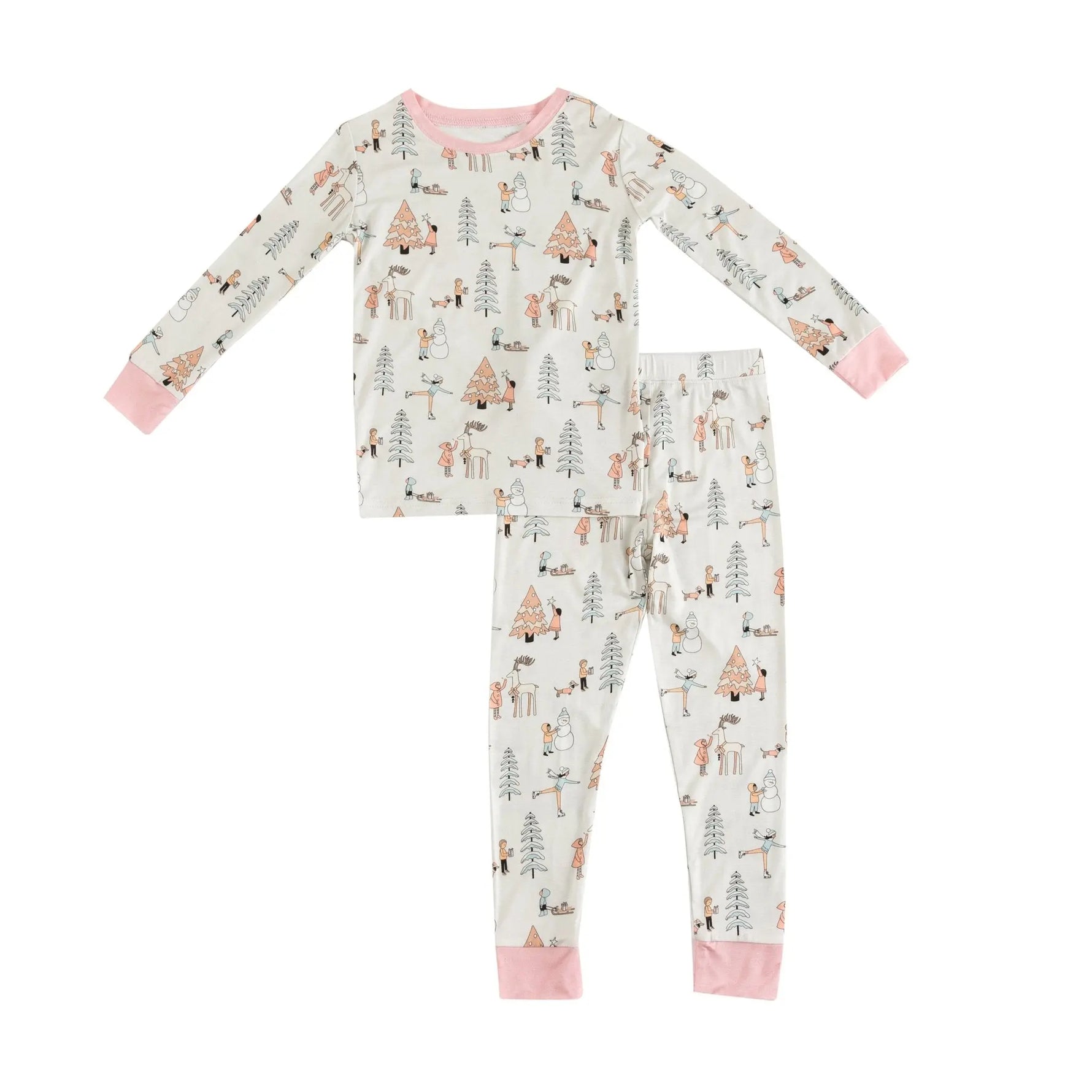 Dreamlet Snow Day Pink Two Piece Bamboo Knit Set Snug Fit Comfort - Apparel & Accessories > Clothing > Baby & Toddler Clothing > Baby & Toddler Sleepwear Two Piece PJs