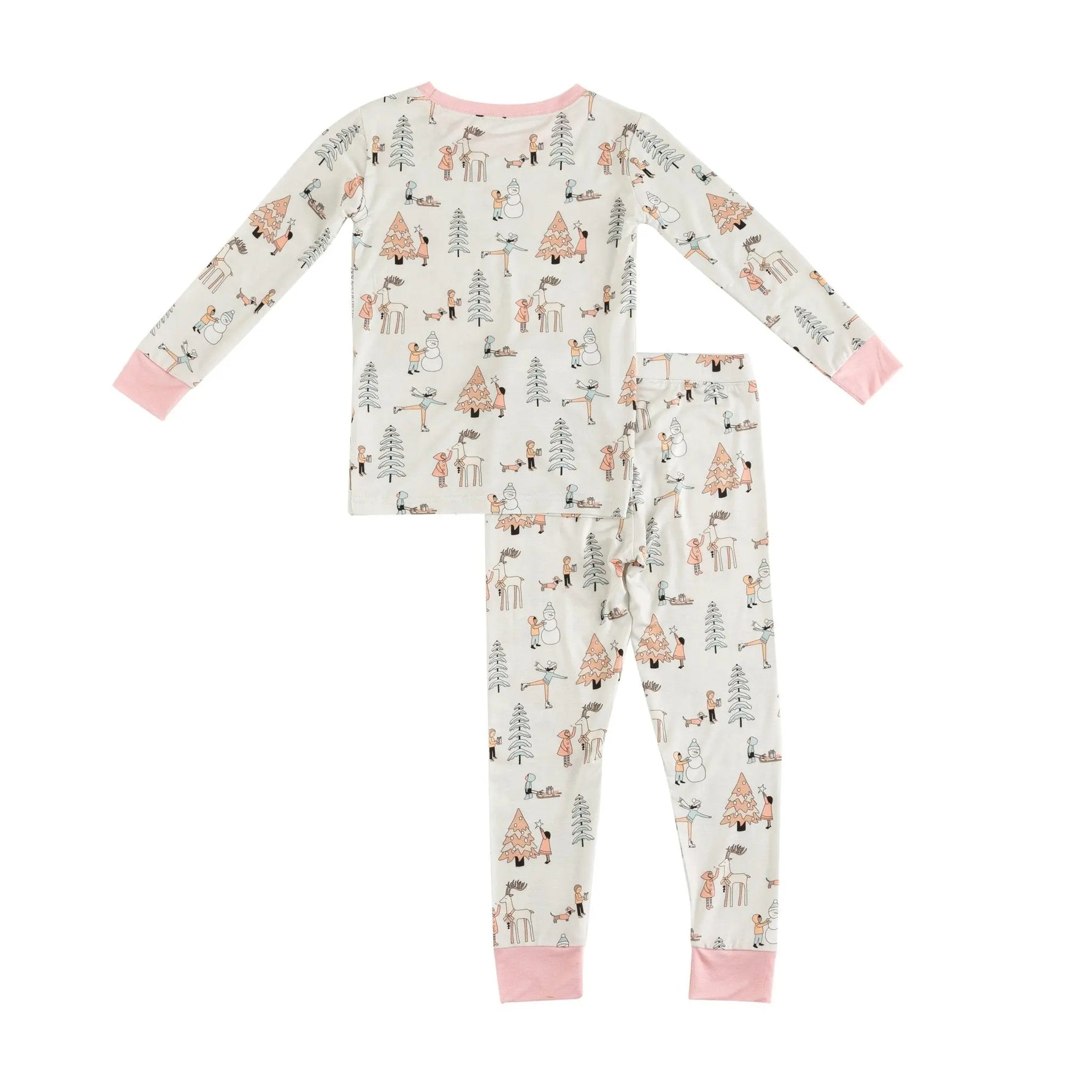 Dreamlet Snow Day Pink Two Piece Bamboo Knit Set Snug Fit Comfort - Apparel & Accessories > Clothing > Baby & Toddler Clothing > Baby & Toddler Sleepwear Two Piece PJs