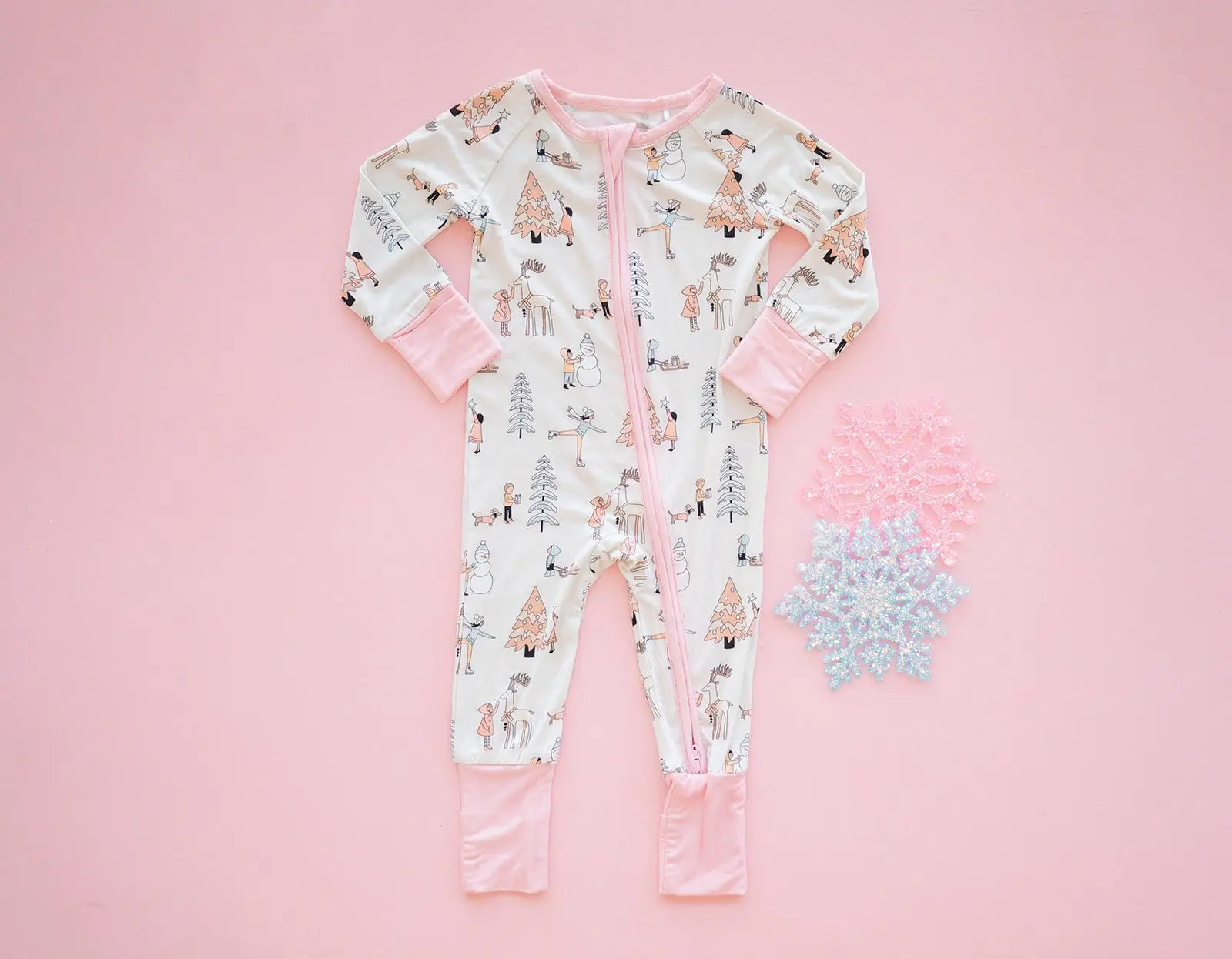 Snow Day Pink (Convertible Zip Footies) Dreamlet Everetts Place: Online Boutique