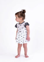 Bubble Baby Snow Leopard | Flutter Bodysuit Dress - 