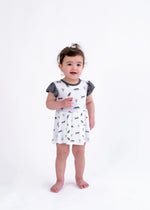 Bubble Baby Snow Leopard | Flutter Bodysuit Dress - 