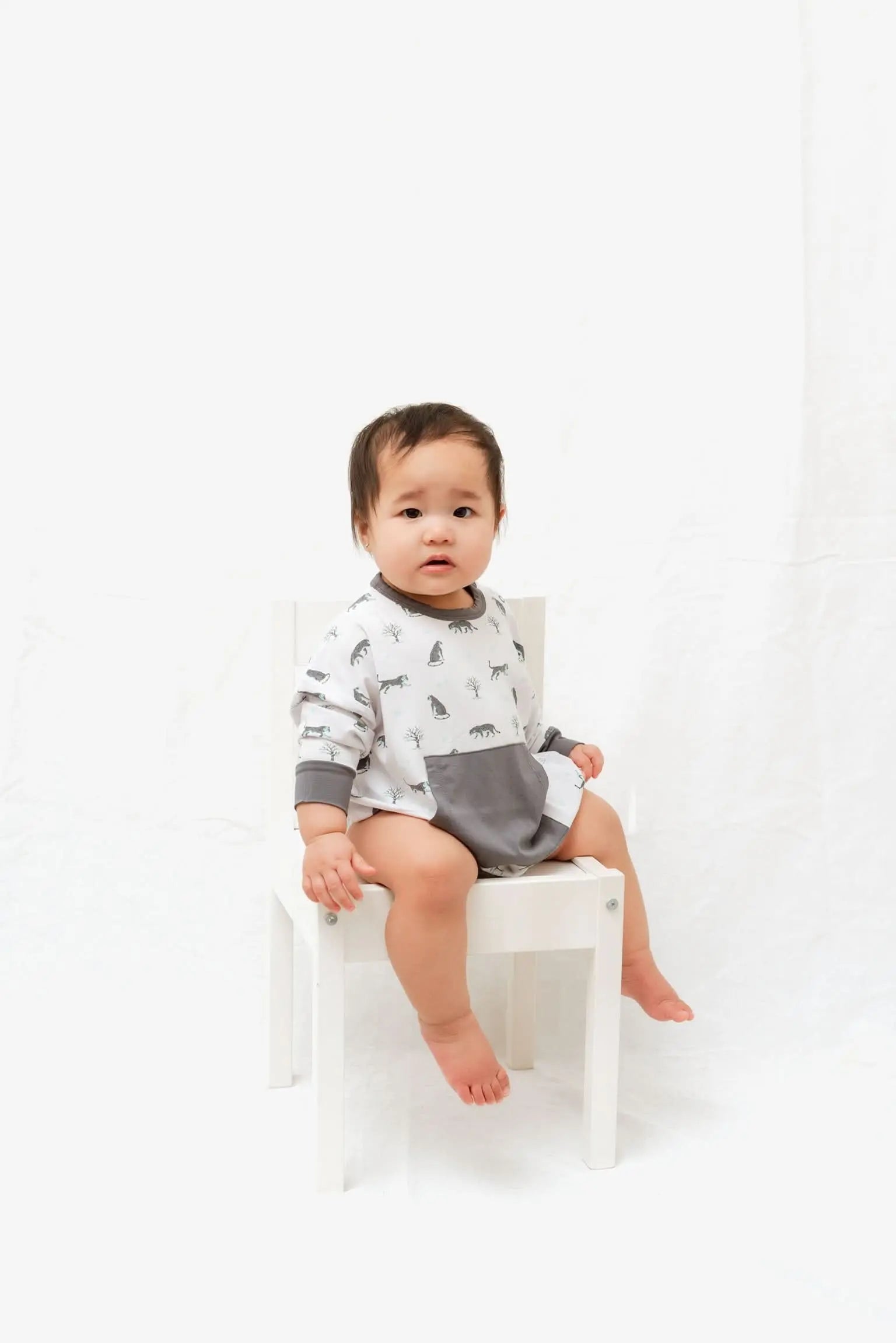 Bubble Baby Snow Leopard | Long Sleeve Bubble Romper - 