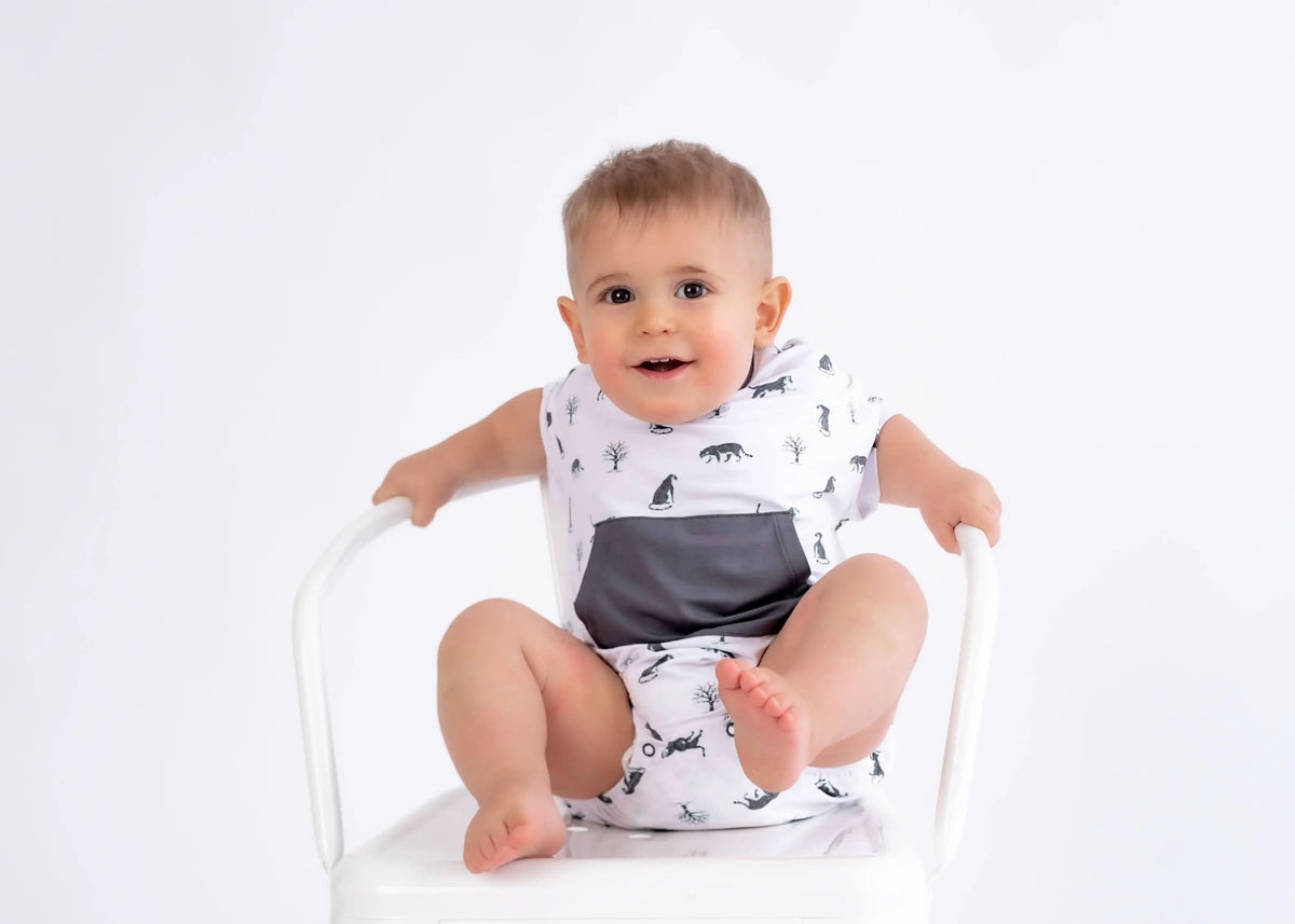 Bubble Baby Snow Leopard | Short Sleeve Bubble Romper - 