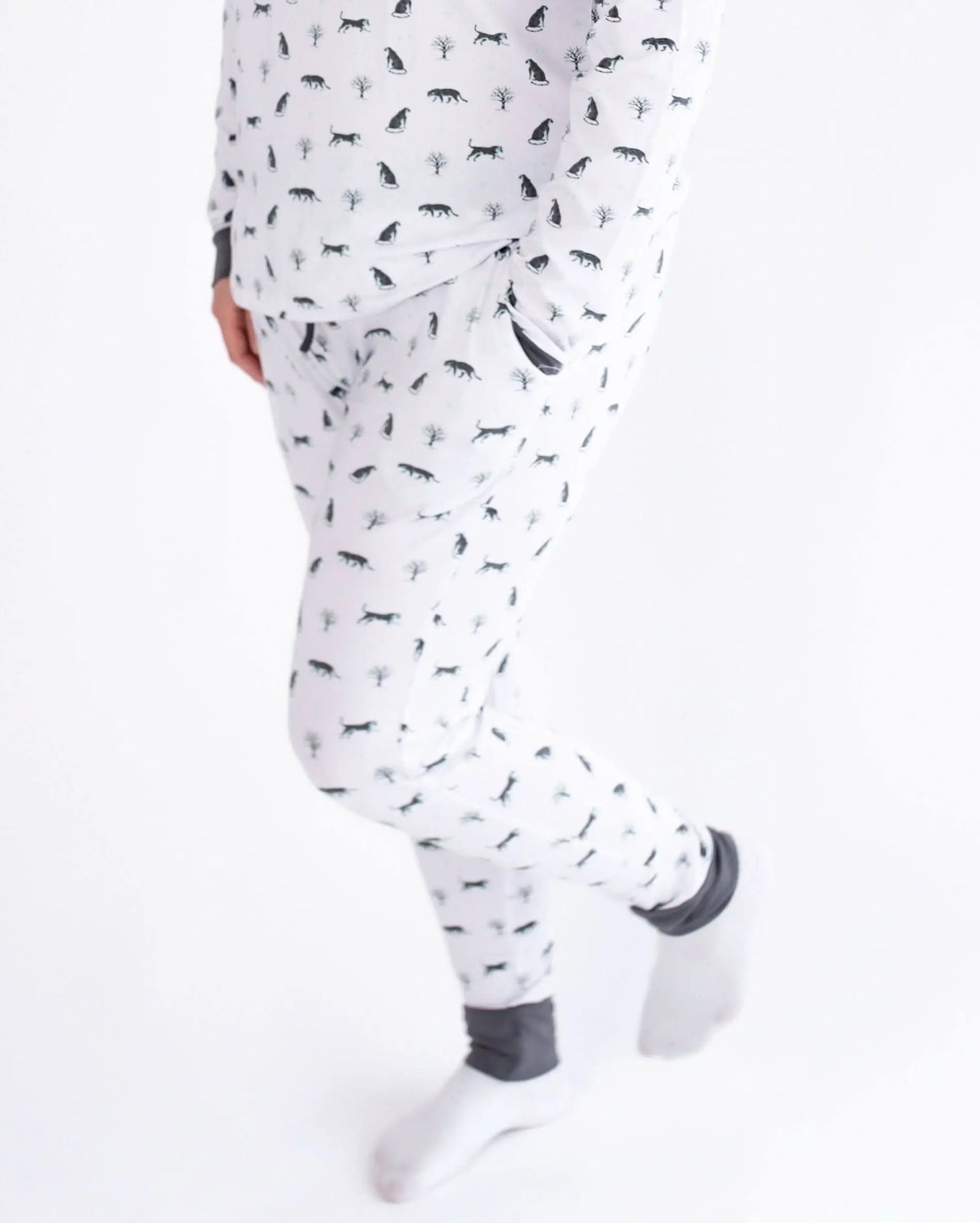 Snow Leopard | Tall Adult Joggers - White, Pajamas, Active Pants, Nightwear, Tights | Everetts Place