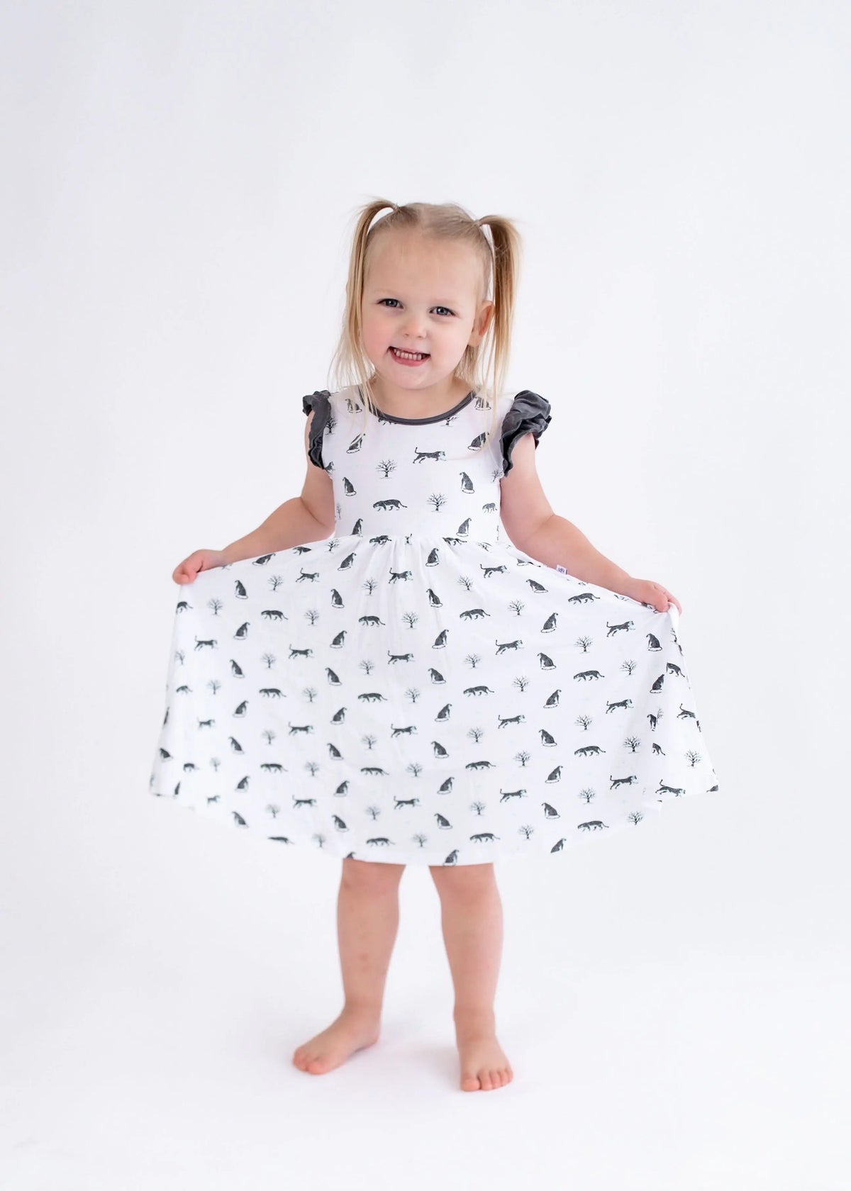 Bubble Baby Snow Leopard | Toddler Flutter Dress - 