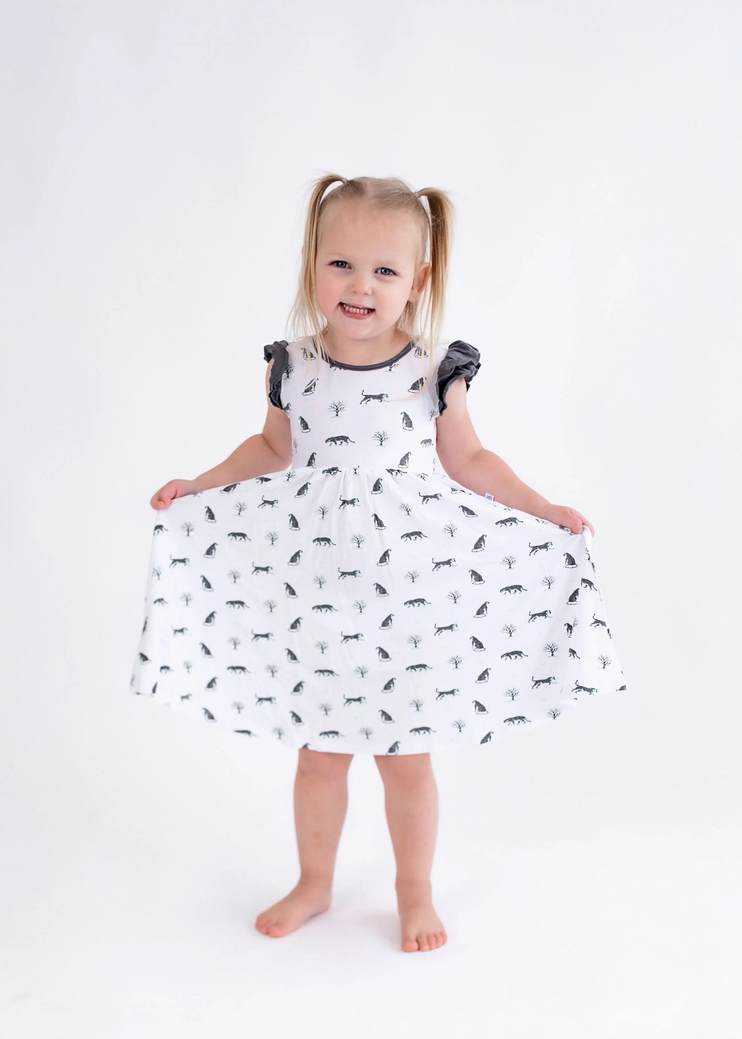 Bubble Baby Snow Leopard | Toddler Flutter Dress - 