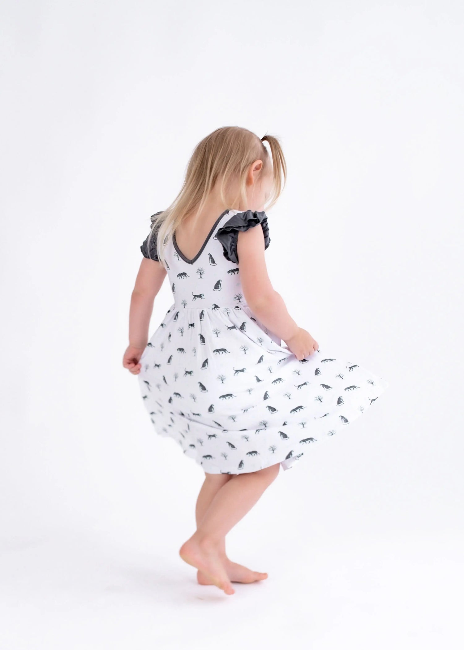 Bubble Baby Snow Leopard | Toddler Flutter Dress - 