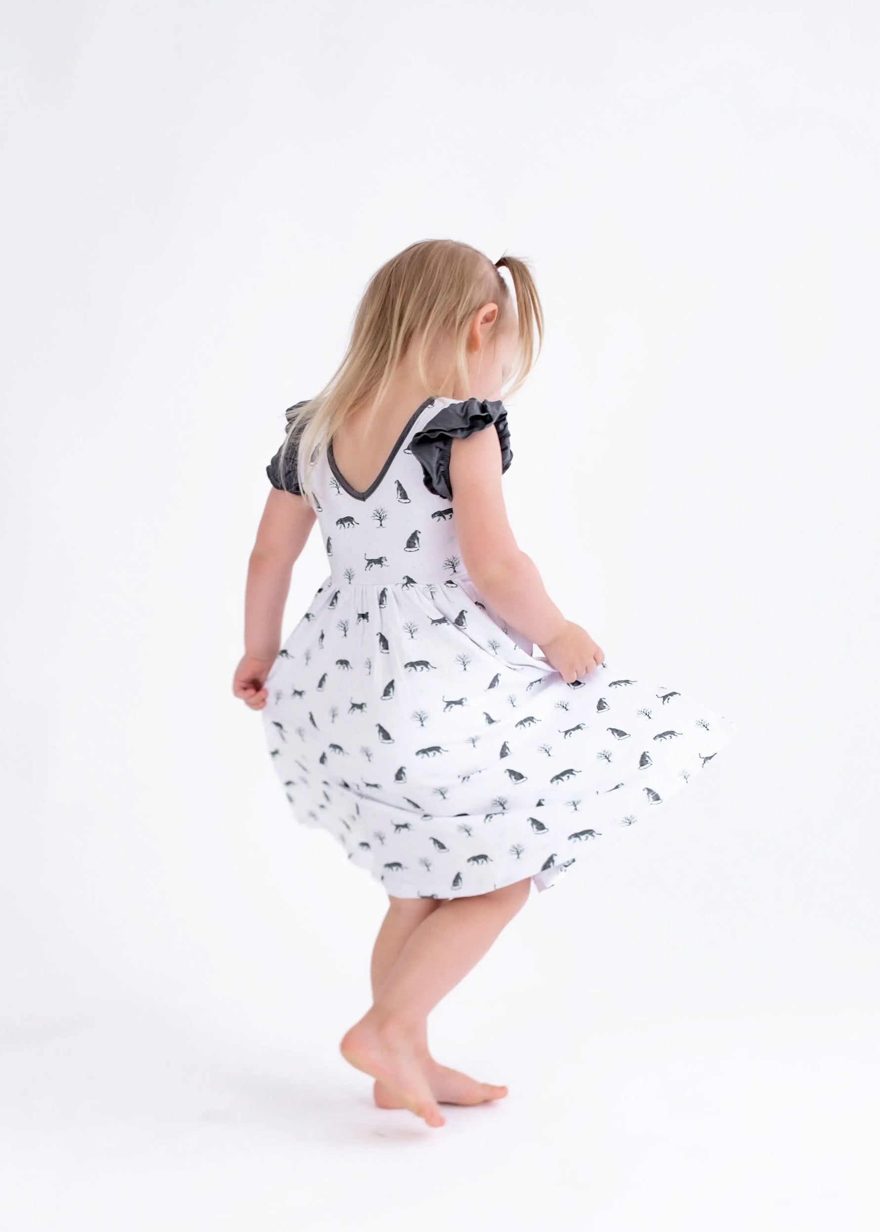 Bubble Baby Snow Leopard | Toddler Flutter Dress - 