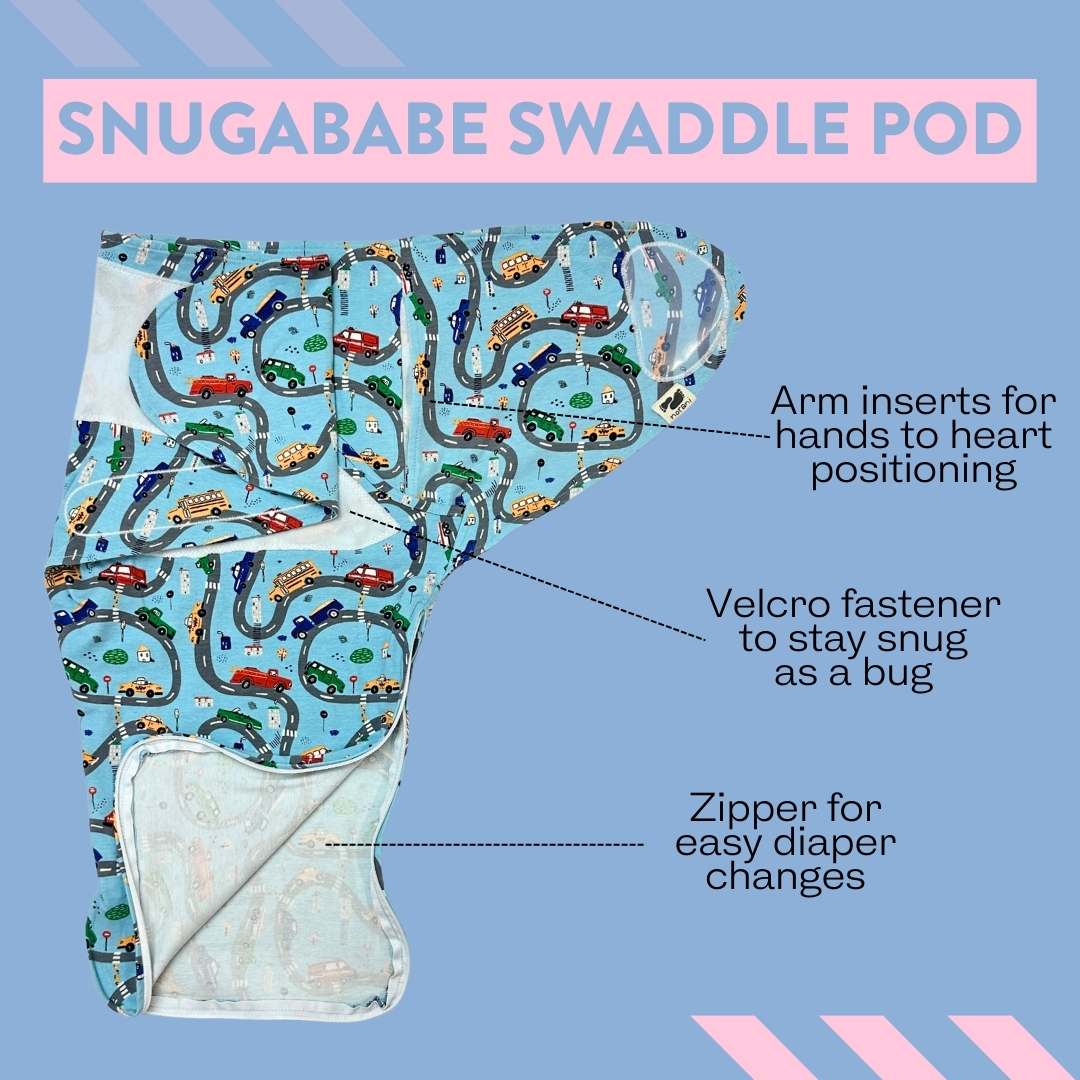 Snugababe Swaddle Sleep Pod Cars Travel Safe Baby Sleep Norani Baby Everetts Place: Online Boutique