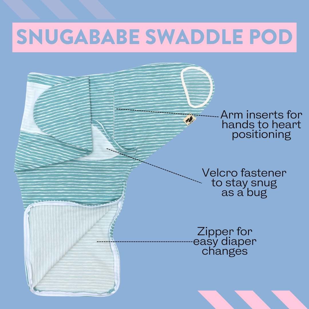 Snugababe Swaddle Sleep Pod Green Stripes For Babies Norani Baby Everetts Place: Online Boutique