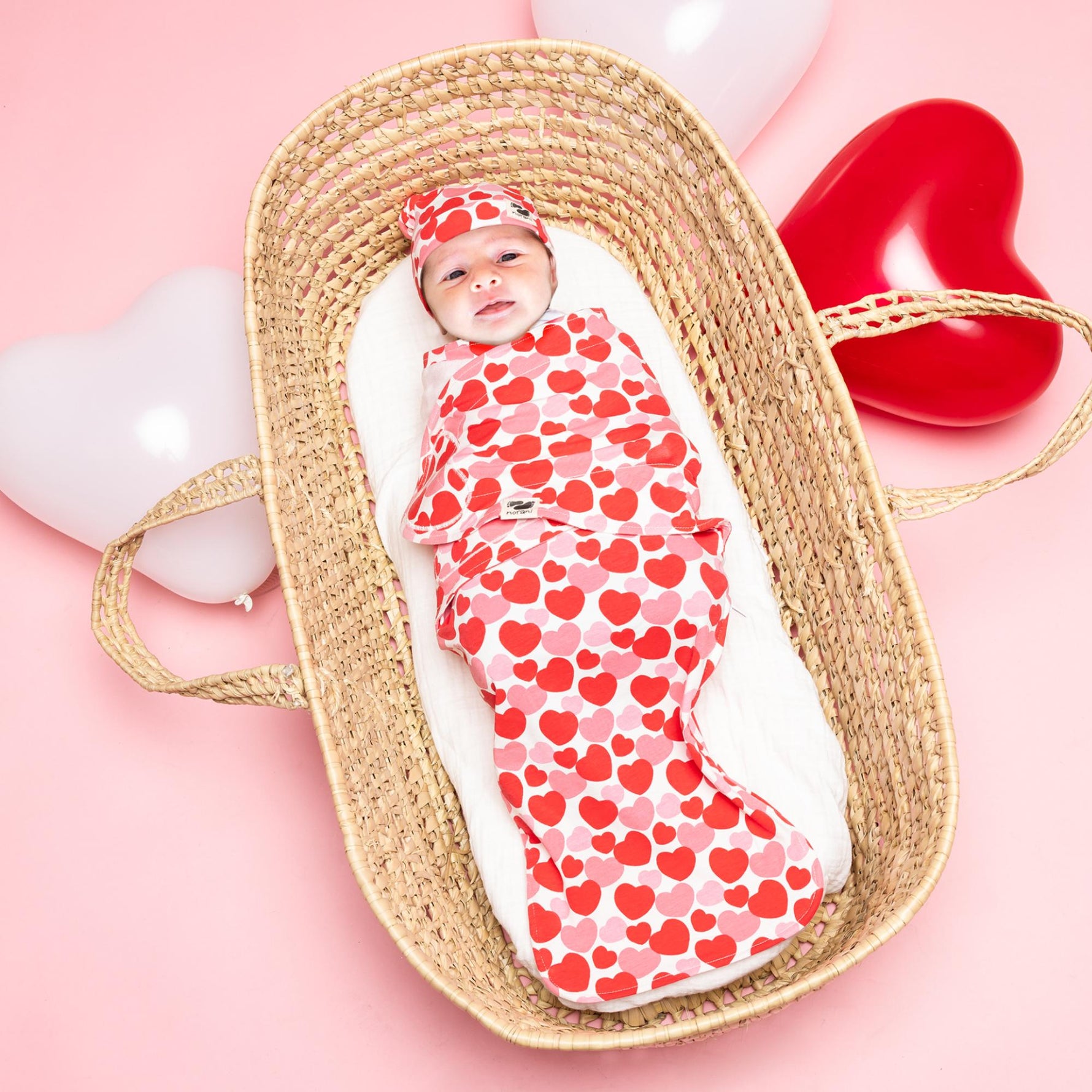 Snugababe Swaddle Sleep Pod Red and Pink Hearts for Babies Norani Baby Everetts Place: Online Boutique
