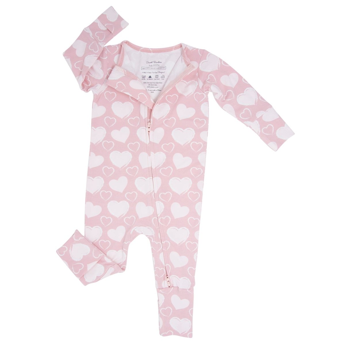 Sweet Bamboo So Much Love Convertible Baby Romper With Two Way Zip - Everetts Place Boutique - 