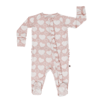 Sweet Bamboo So Much Love Ruffle Footie Two Way Zip Baby Pajama - Everetts Place Boutique - 