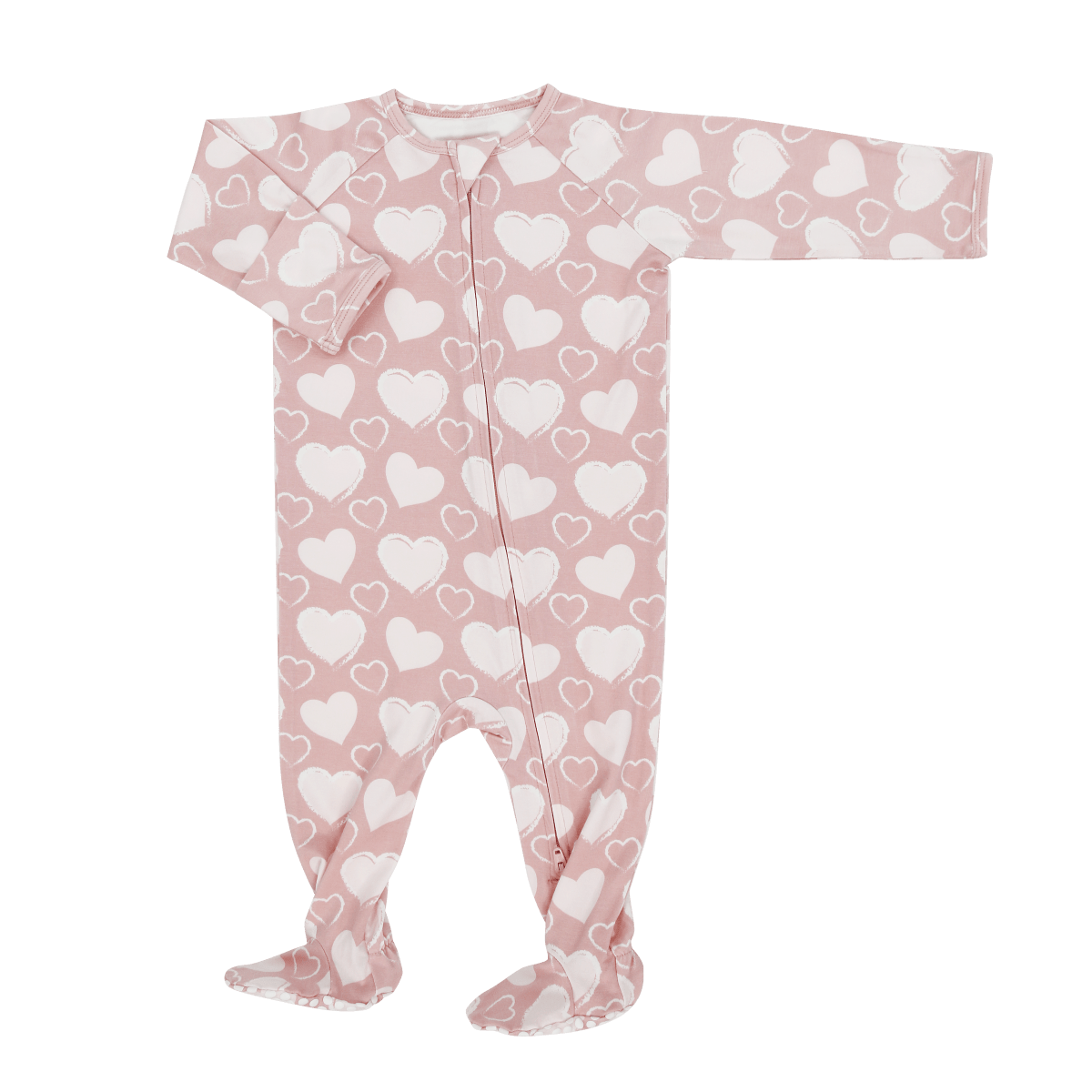 Sweet Bamboo So Much Love Zipper Footie Baby Onesie With Two Way Zip - Everetts Place Boutique - 