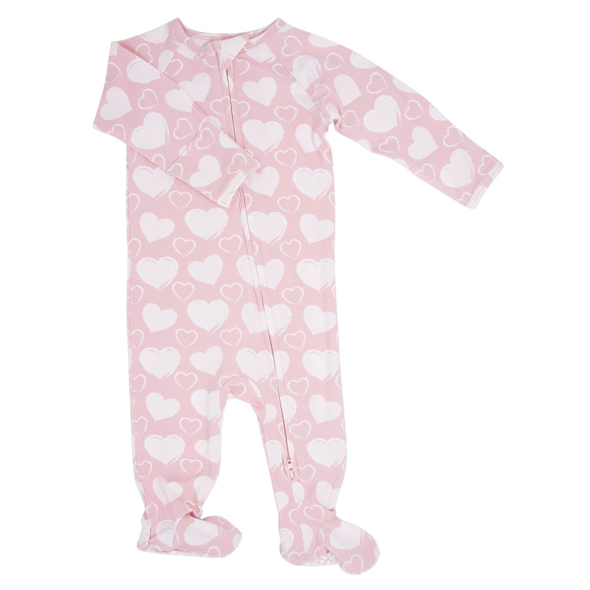 Sweet Bamboo So Much Love Zipper Footie Baby Onesie With Two Way Zip - Everetts Place Boutique - 