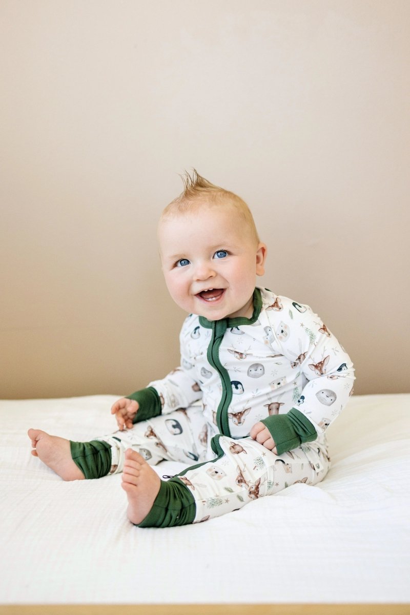 Little Joy Co. Soft And Comfortable Bamboo Zippy Romper North Pole Pals - Everetts Place Boutique - 