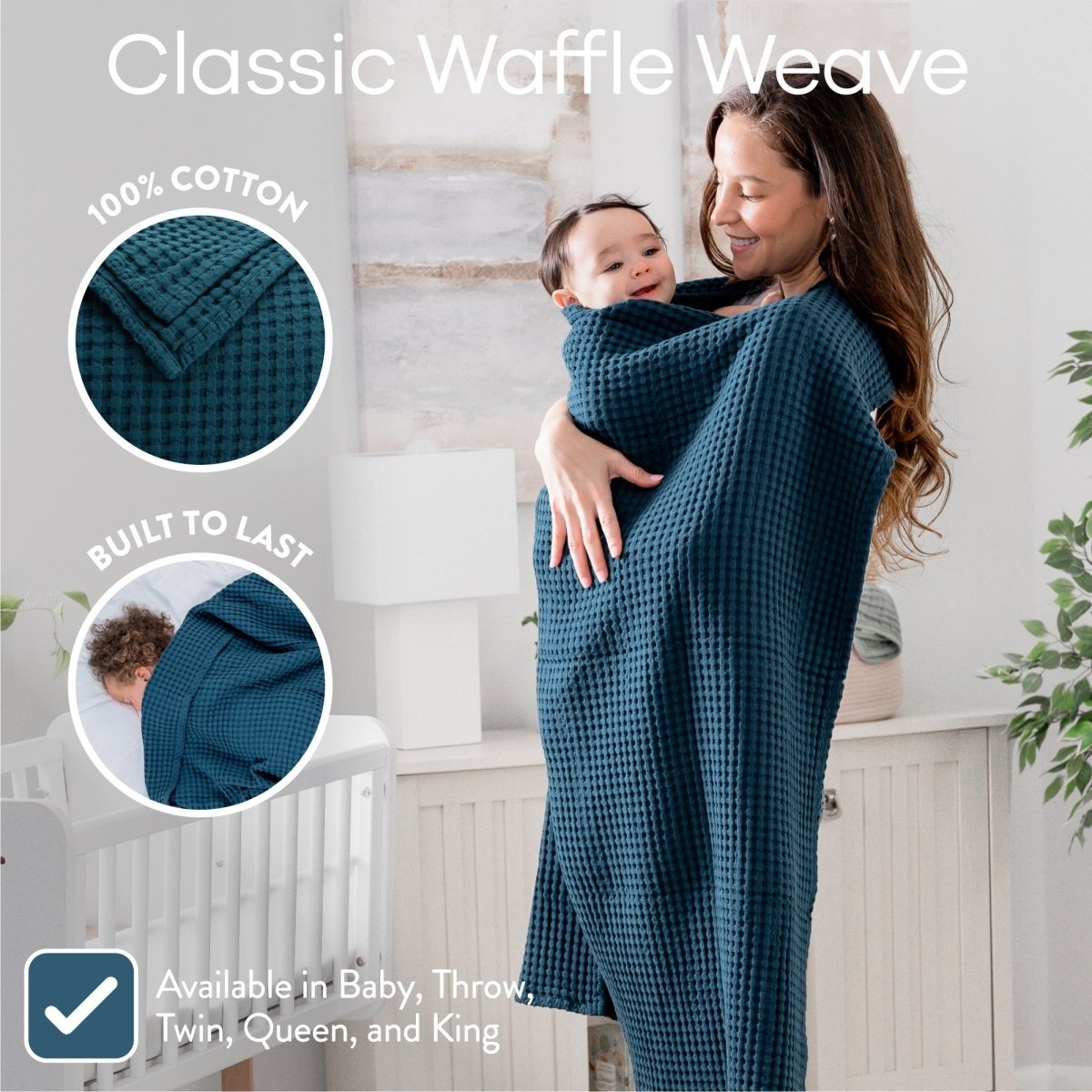 Comfy Cubs Soft Cotton Baby Waffle Blanket Neptune By Comfy Cubs - Everetts Place Boutique - 