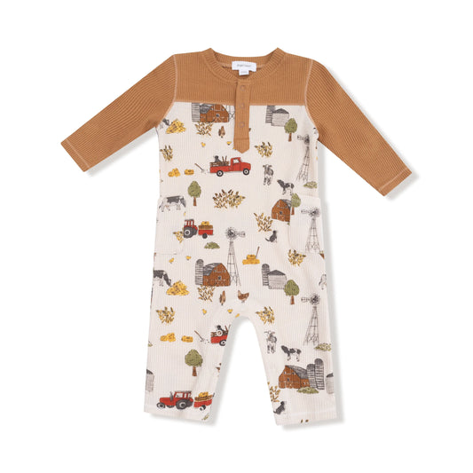 Soft Cozy Waffle Romper With Contrast Sleeves For Baby Angel Dear Everetts Place: Online Boutique