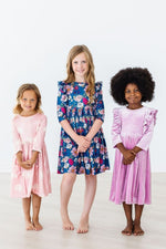 Mila & Rose ® Soft Pink Suns Twirl Dress With Three Quarter Sleeve Pocket - Everetts Place Boutique - 