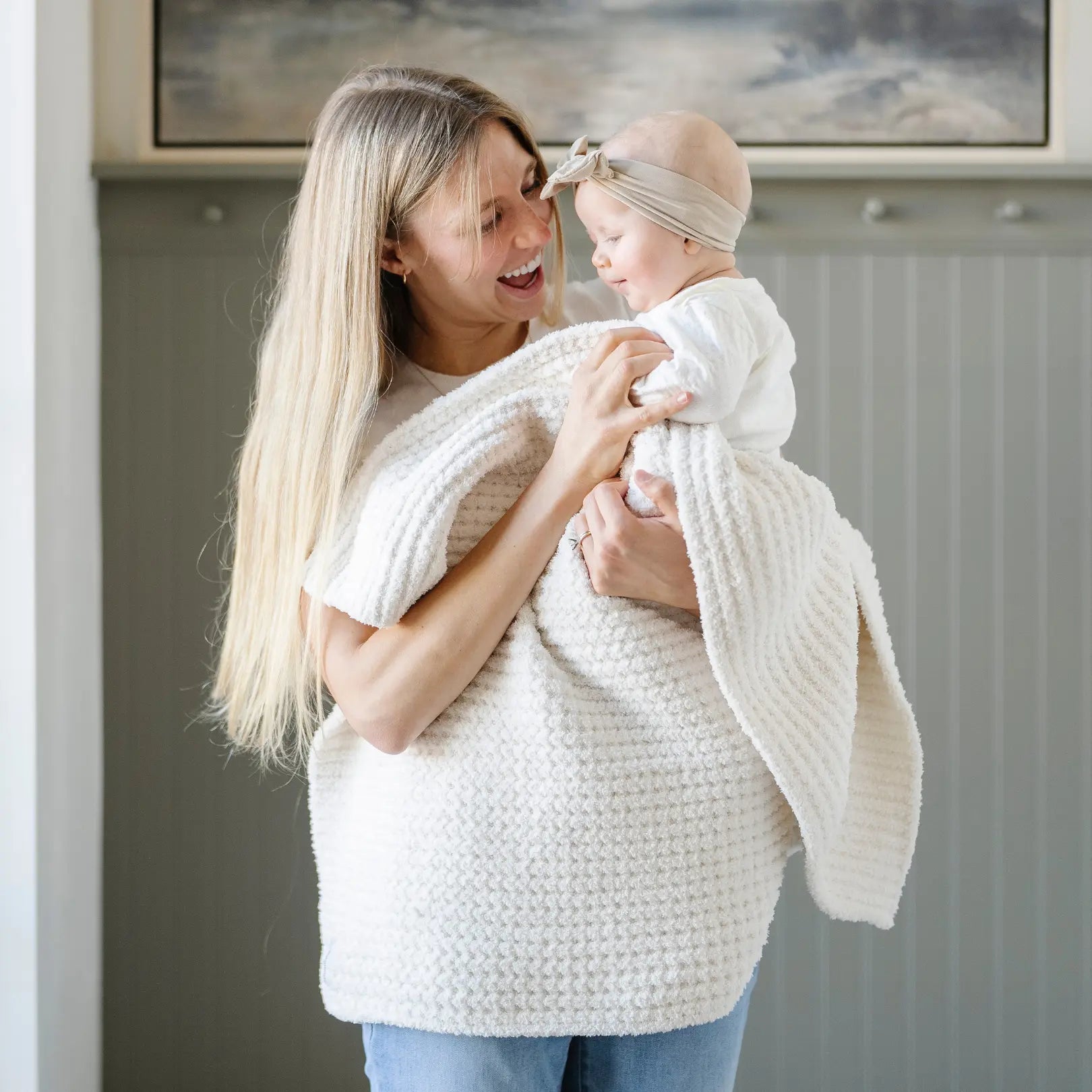 Soft Saranoni Waffle Knit Receiving Blankets For Babies Saranoni Everetts Place Boutique
