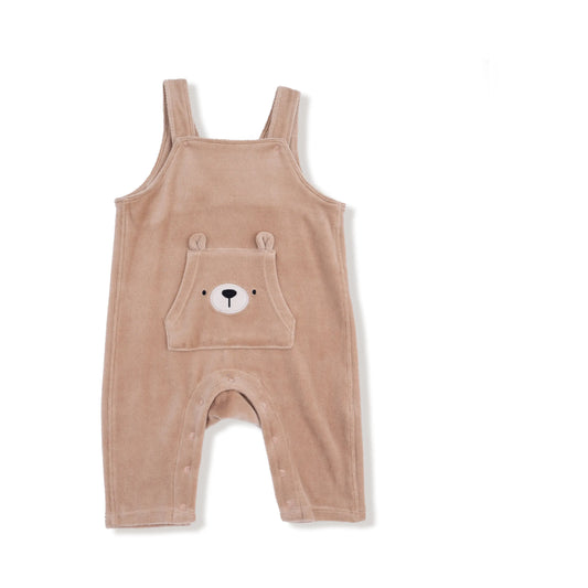 Soft Velour Bear Applique Overalls With Kangaroo Pocket Angel Dear Everetts Place: Online Boutique