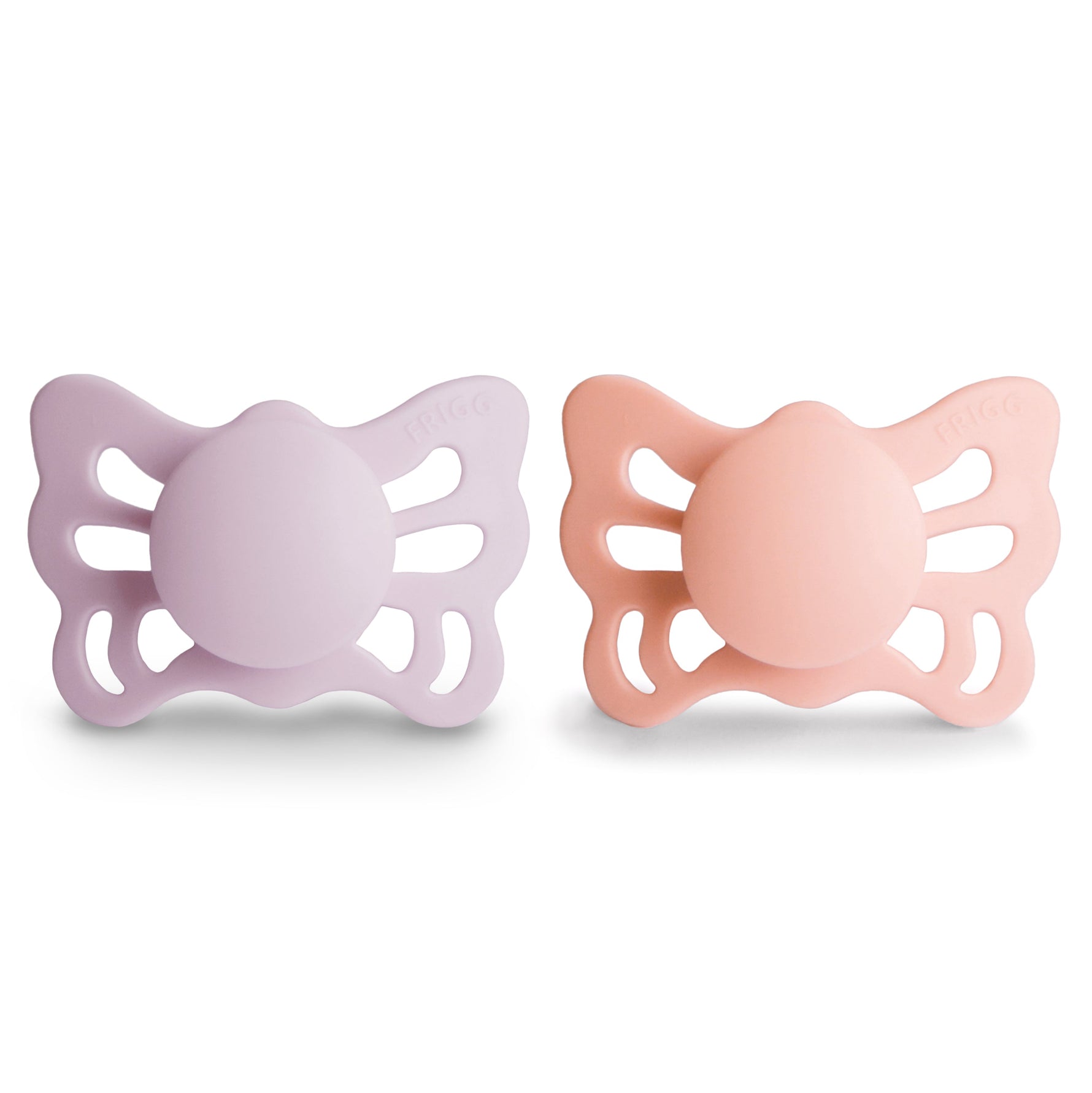 FRIGG Butterfly anatomical silicone pacifier 2-pack, 0-6 months.