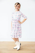 Mila & Rose ® Softly Blooming Three Quarter Sleeve Pocket Twirl Dress - Everetts Place Boutique - 