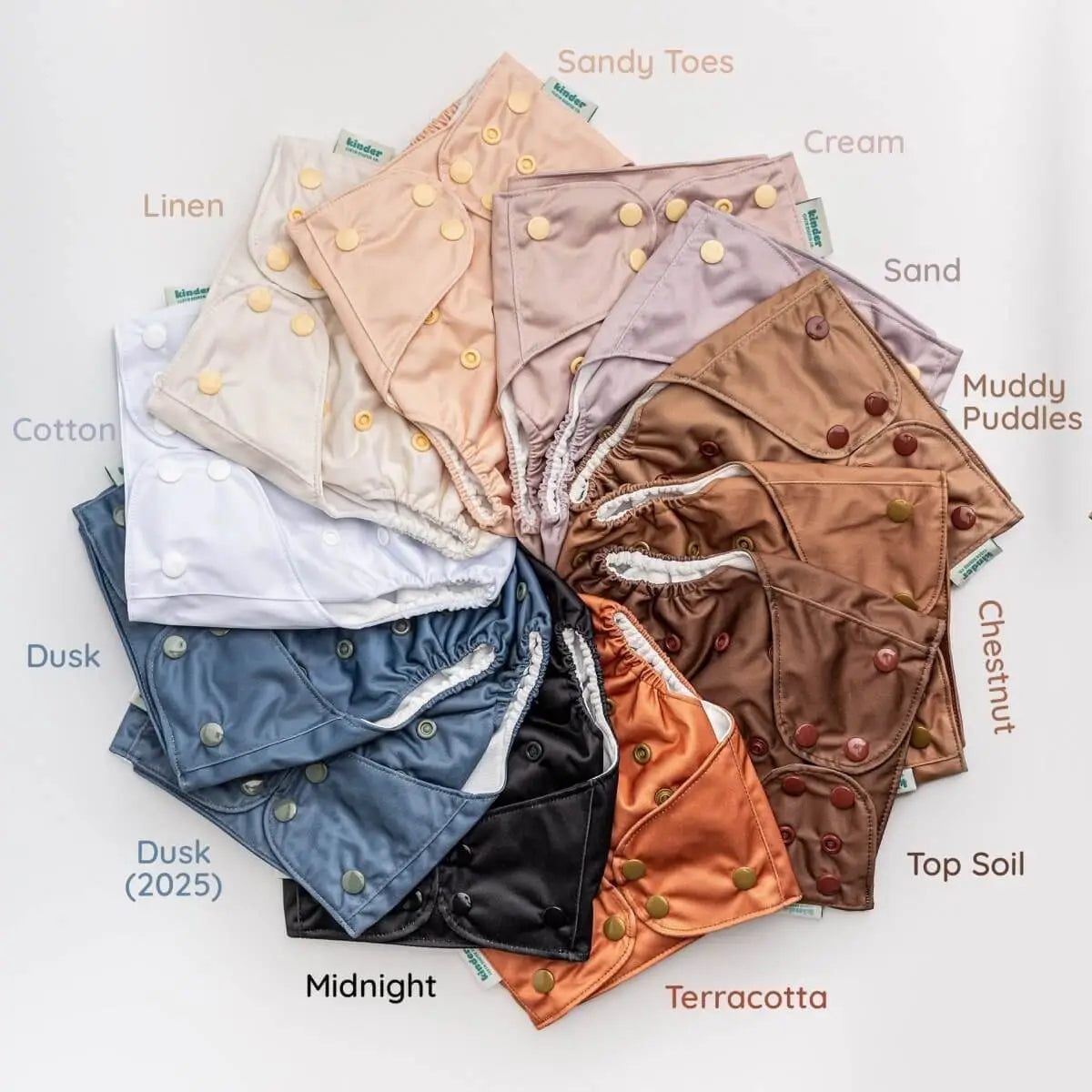 Kinder Cloth Diaper Co. - Solid Color: Essentials Pocket Cloth Diaper with Athletic Wicking Jersey, Grows with your Baby -