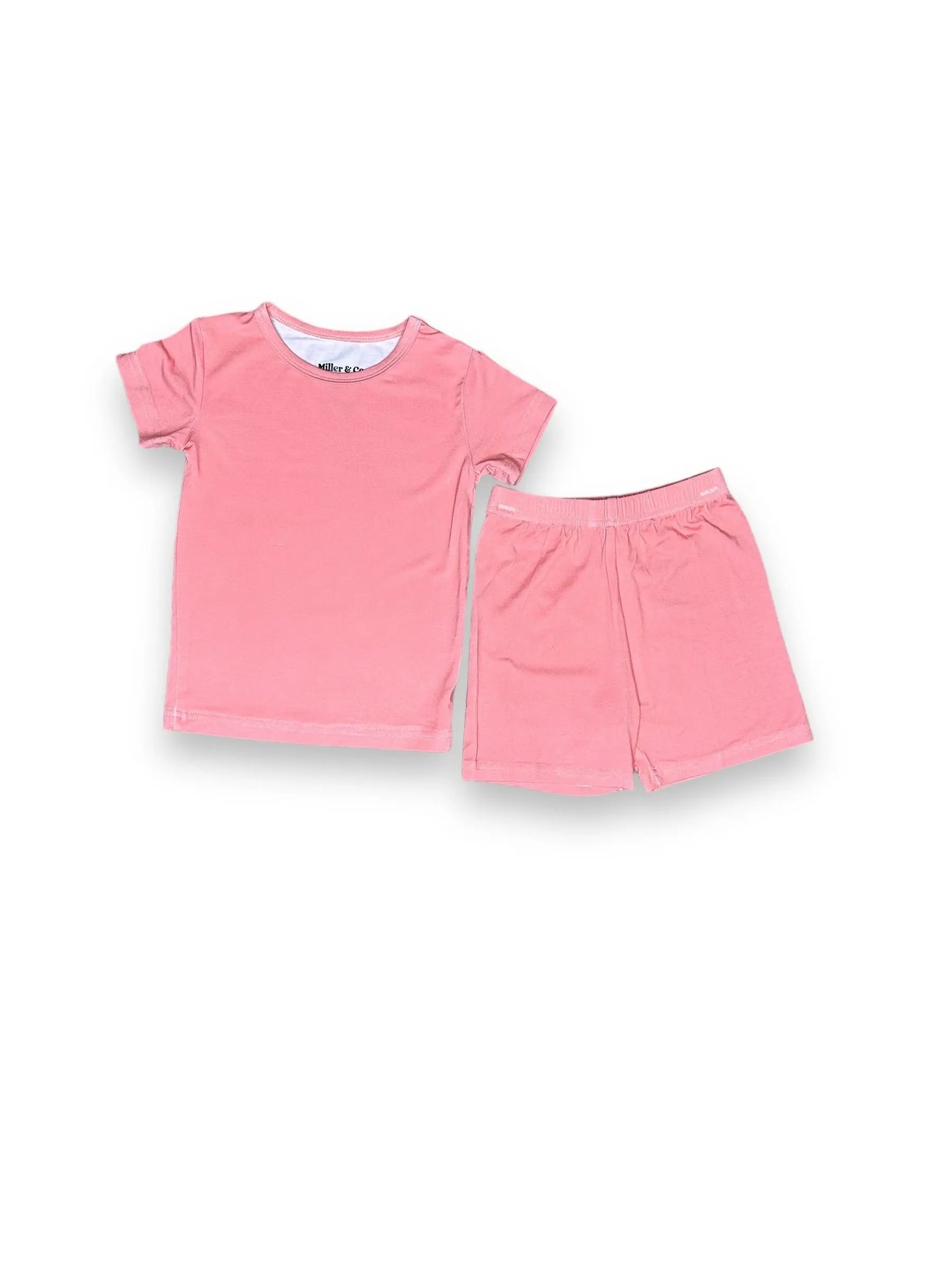 Solid Pink Firefighter, Bamboo Two Piece Short Sleeve & Shorts Pajama Set Miller & Co. Everetts Place Boutique