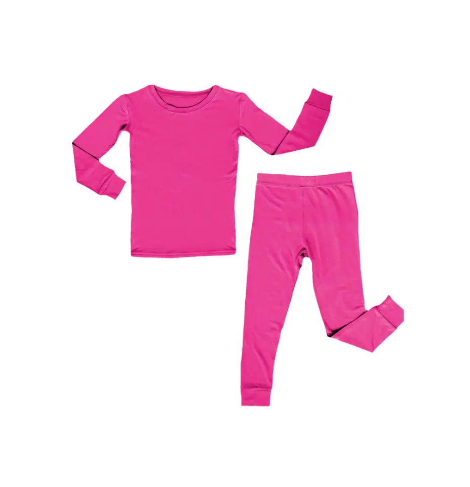 Solid Pink Sheriff, Bamboo Two Piece Pajama Set Miller & Co. Everetts Place Boutique