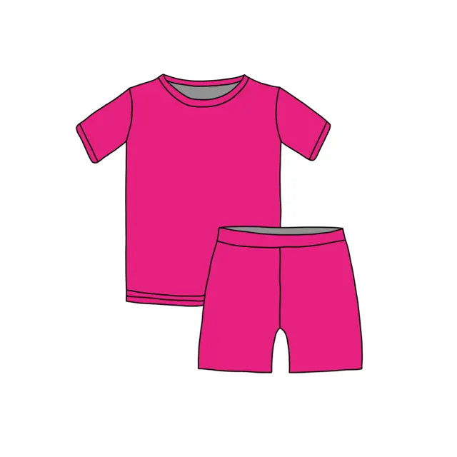 Solid Pink Sheriff, Bamboo Two Piece Short Sleeve & Shorts Pajama Set Miller & Co. Everetts Place Boutique