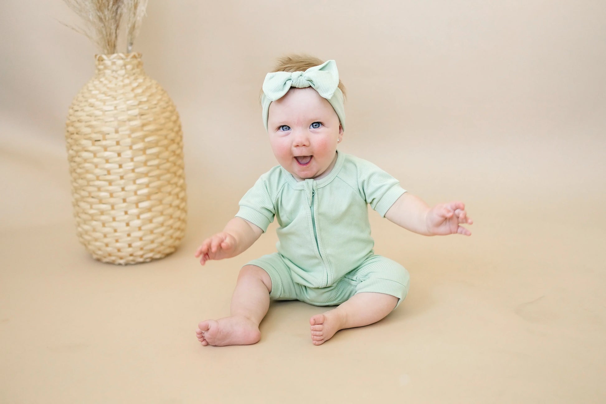 Solid Ribbed Bamboo Shorty Romper for Babies Everyday Wear Little Joy Co. Everetts Place: Online Boutique 15.00